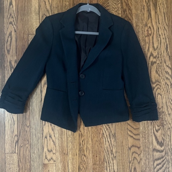 Vintage Express Conservative Ruched Sleeves Lined Business Minimalist Jacket - Picture 5 of 5